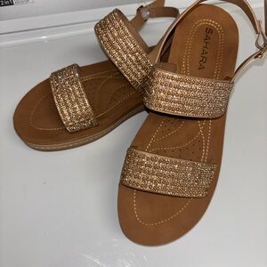 Women's Gold Embellished Comfort Sandals